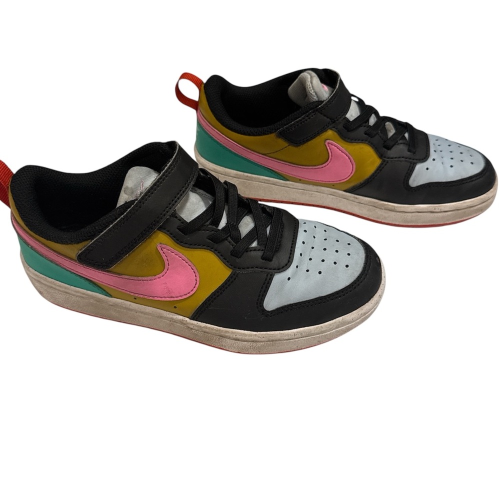 Nike Kids Sneakers - Pink, Yellow, Black, and Green Size 2